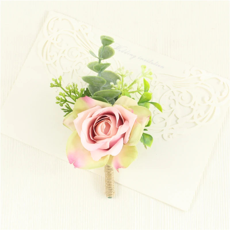 Beige Rose Wedding Boutonniere