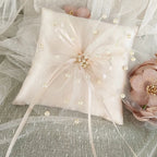 White Lace Pearl Flower Girl Basket