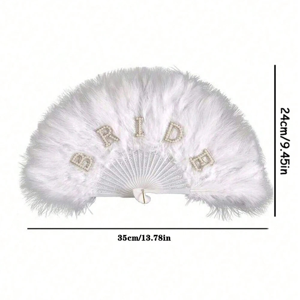 Vintage Feather Folding Fan