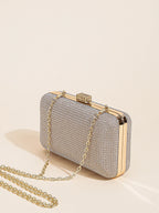 Silver Rhinestone Evening Clutch