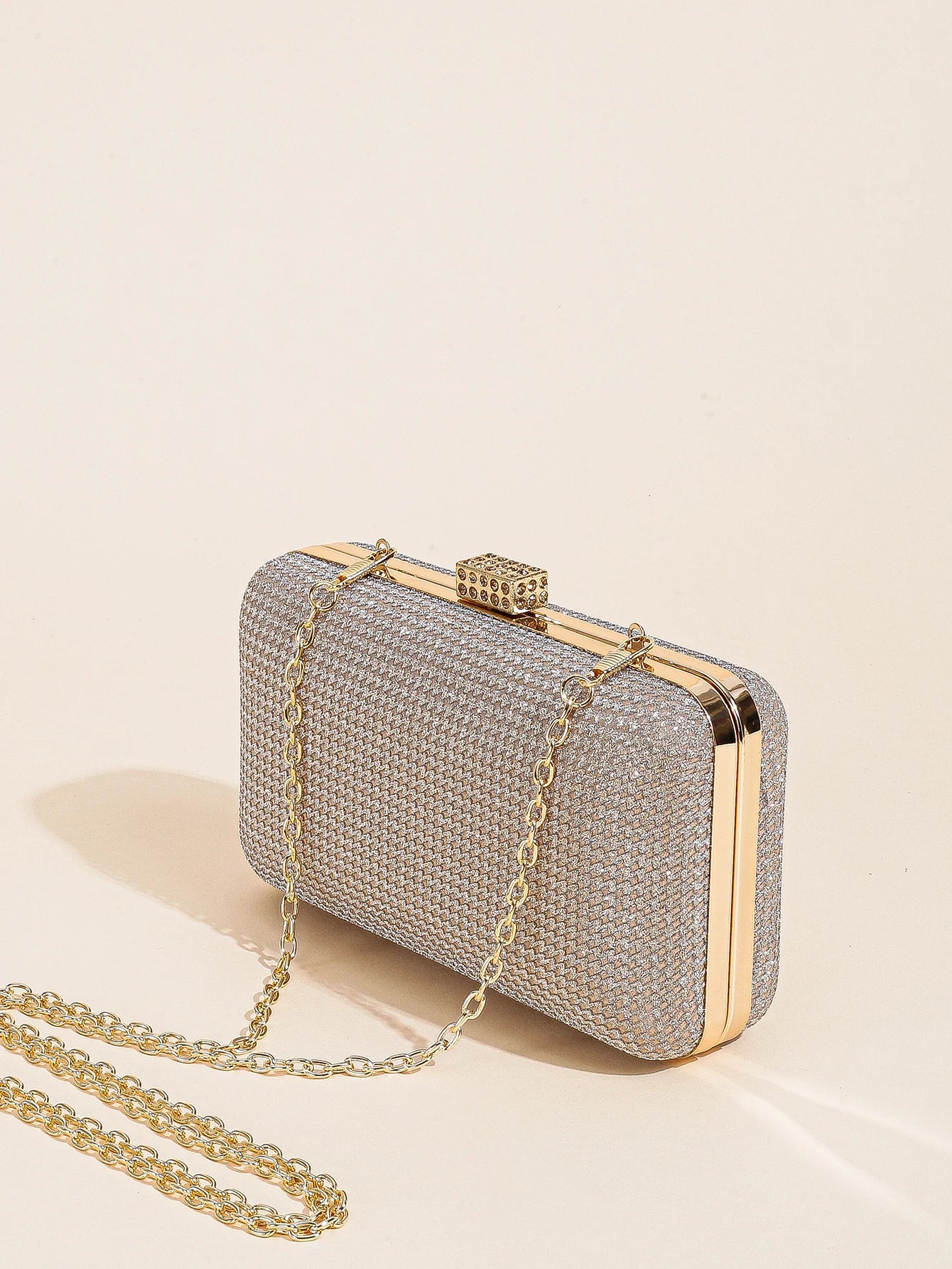 Silver Rhinestone Evening Clutch