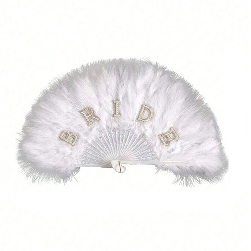 Vintage Feather Folding Fan