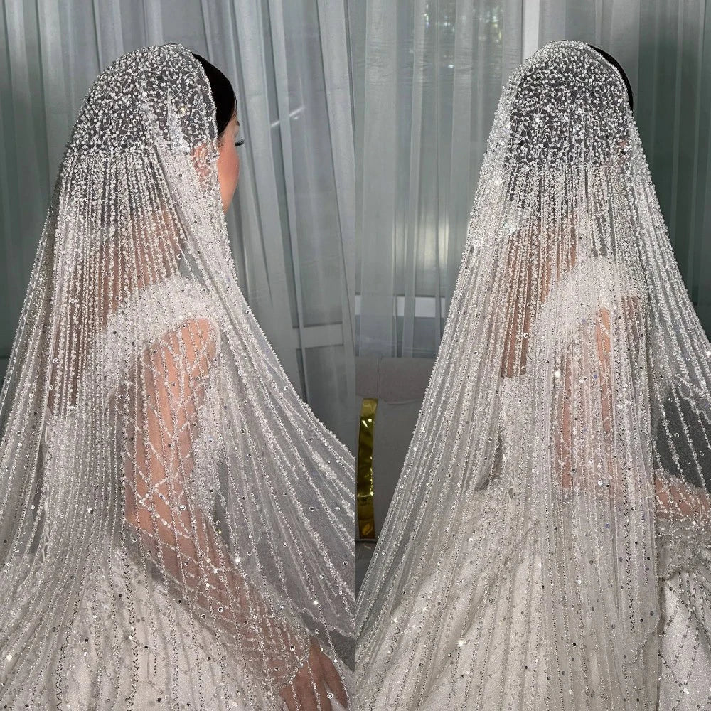 Sequined Lace Bridal Veil