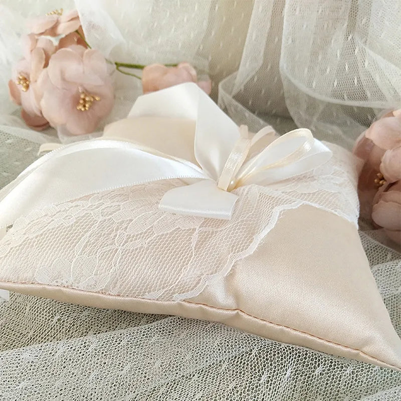 White Lace Pearl Flower Girl Basket
