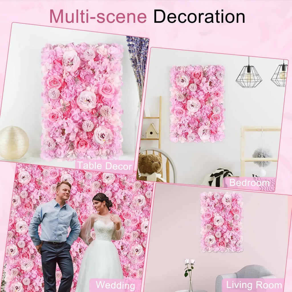 Silk Rose & Peony Flower Wall Panel