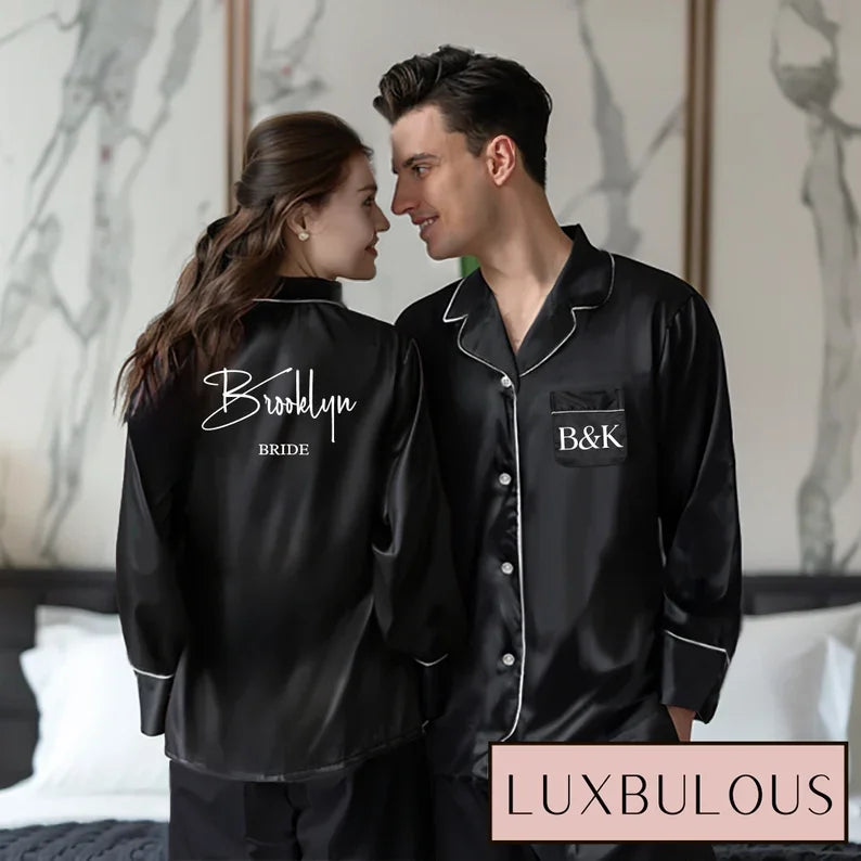 Custom Couple Satin Pajamas