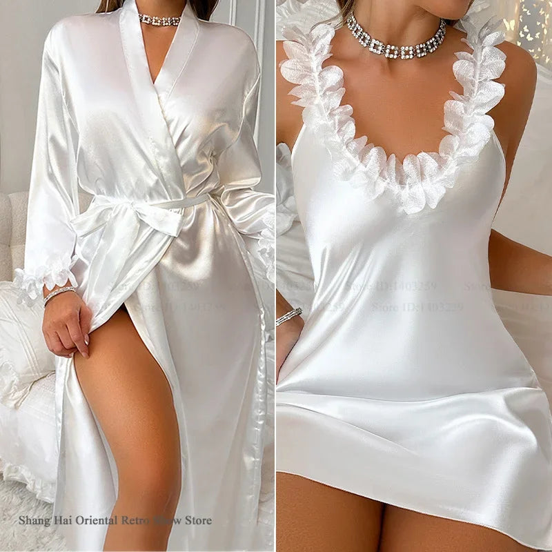 Bride Lace Satin Robe Set