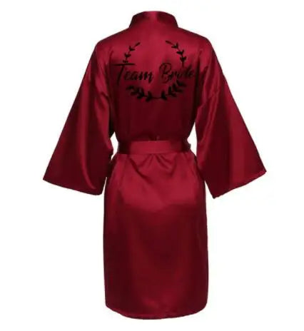Team Bride Satin Kimono Robe