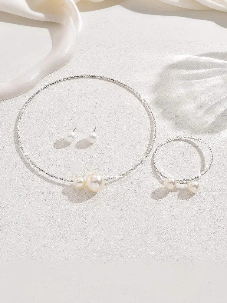 Pearl & Rhinestone Bridal Jewelry Set