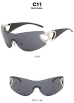 Heart Temple Y2K Sunglasses