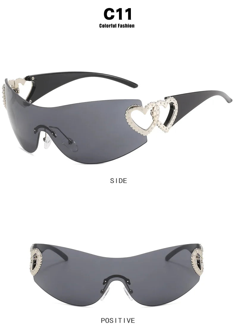 Heart Temple Y2K Sunglasses