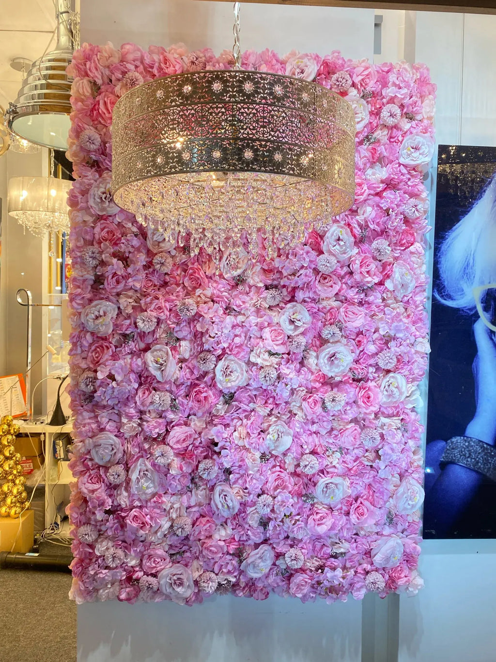 Silk Rose & Peony Flower Wall Panel