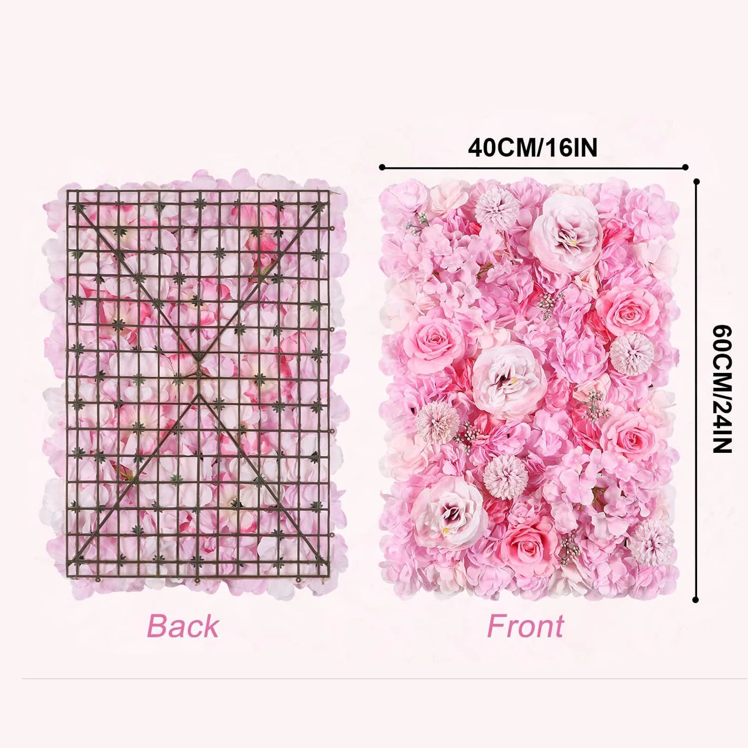 Silk Rose & Peony Flower Wall Panel