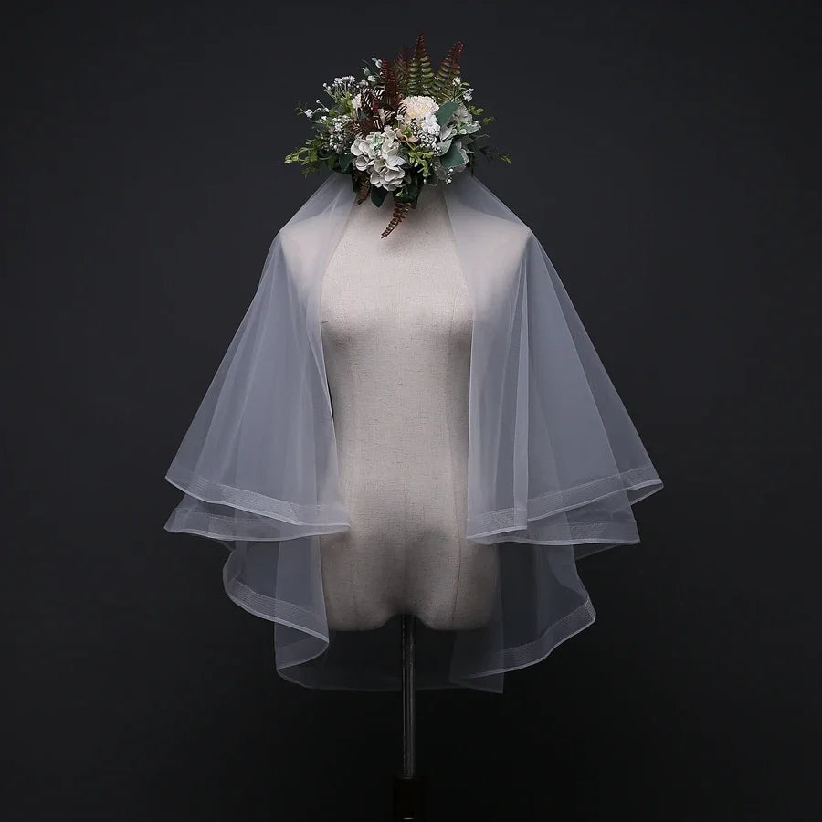 White Ribbon Edge Bridal Veil