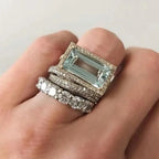 Blue Zircon Ring Set