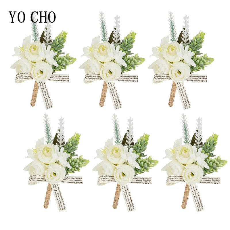 6-Piece Rose Boutonniere Set