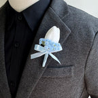 White Silk Rose Corsage Set