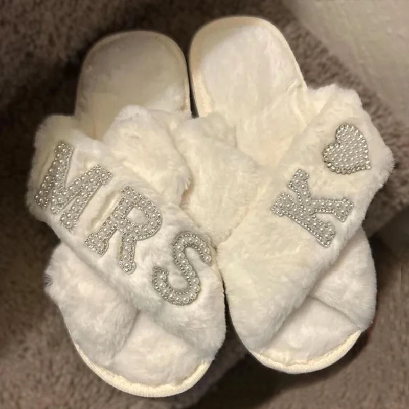 Personalized Pearl Bridal Slippers