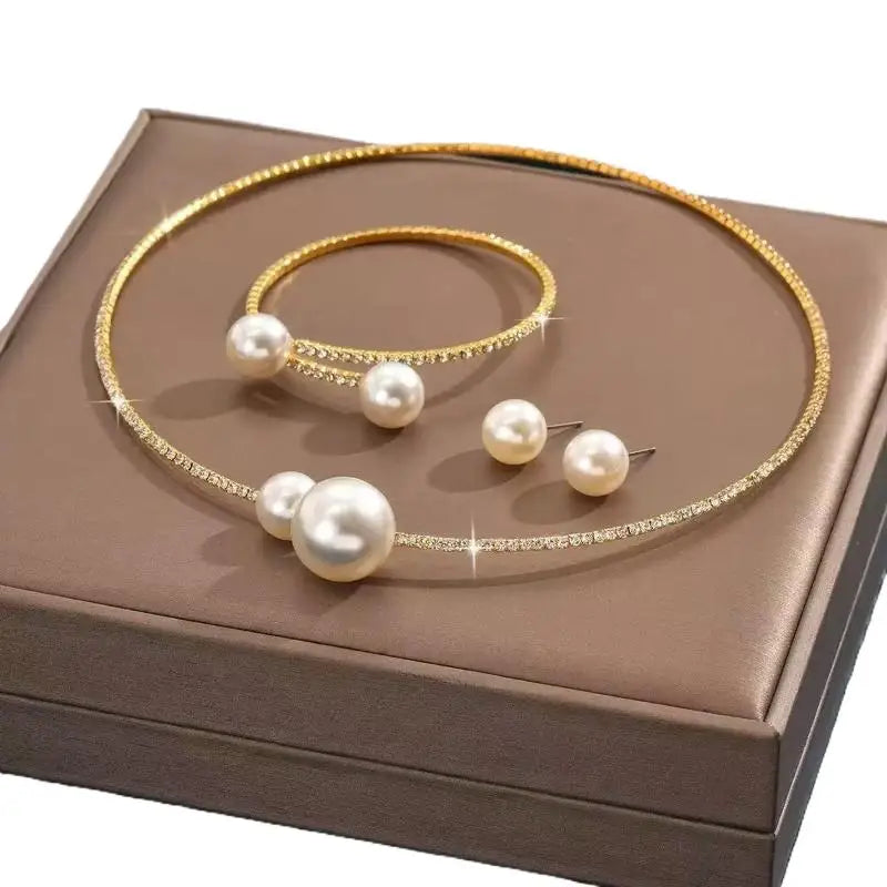 Pearl & Rhinestone Bridal Jewelry Set