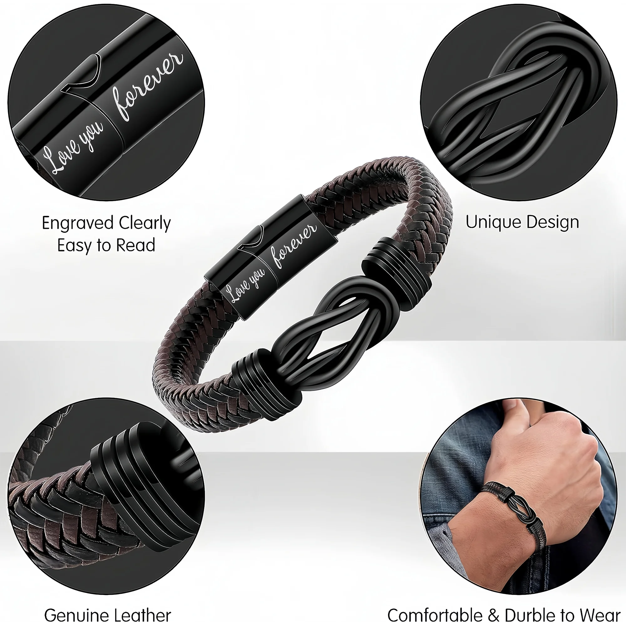 “To My Man” Leather Bracelet