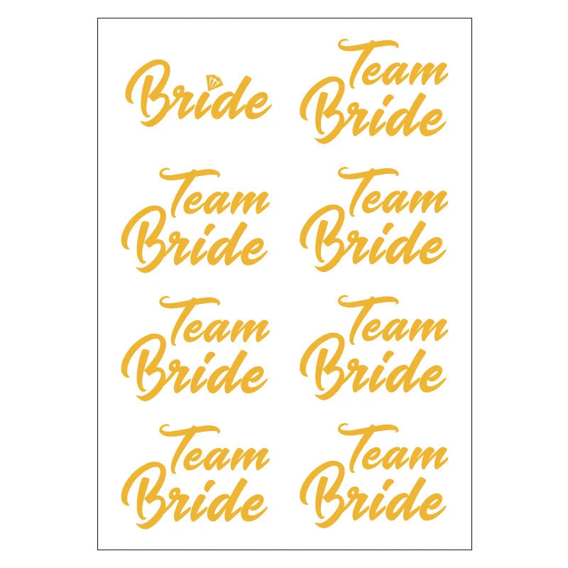 Team Bride Tattoo Sticker Set