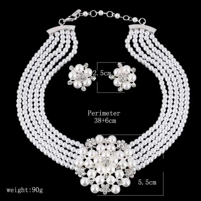 Multi-Layer Pearl Bridal Necklace Set