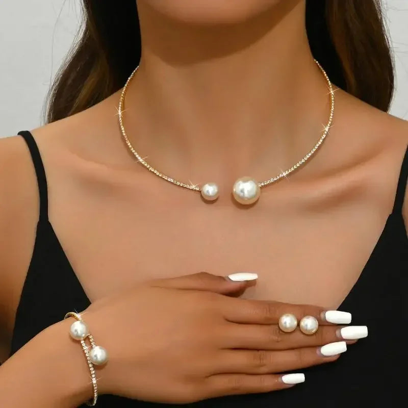 Pearl & Rhinestone Bridal Jewelry Set