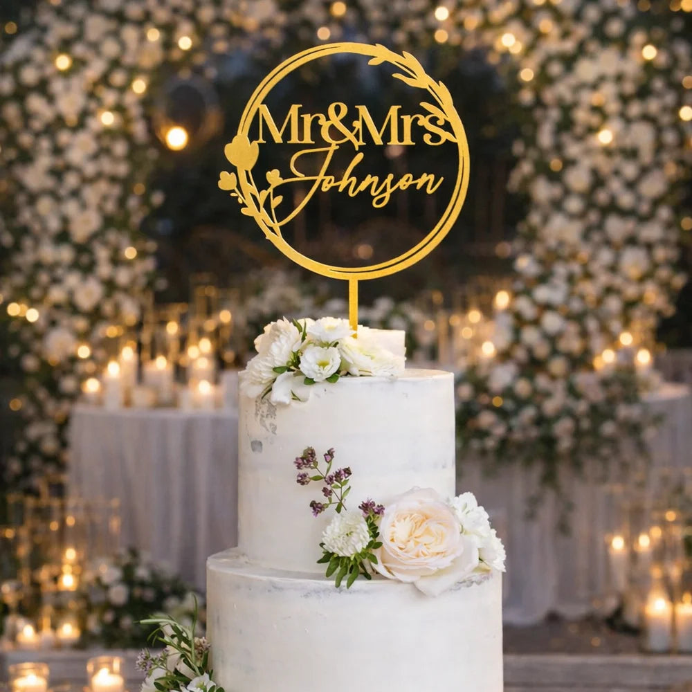 Personalized Mr & Mrs Cake Topper