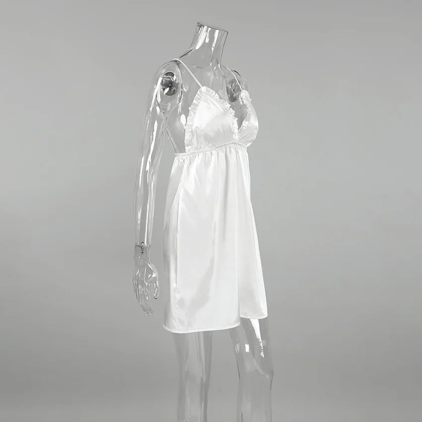 Luxury Satin Sleepwear Set for Women – V-Neck Silk Robe & Slip Nightdress with Feather Trim (2-Piece)