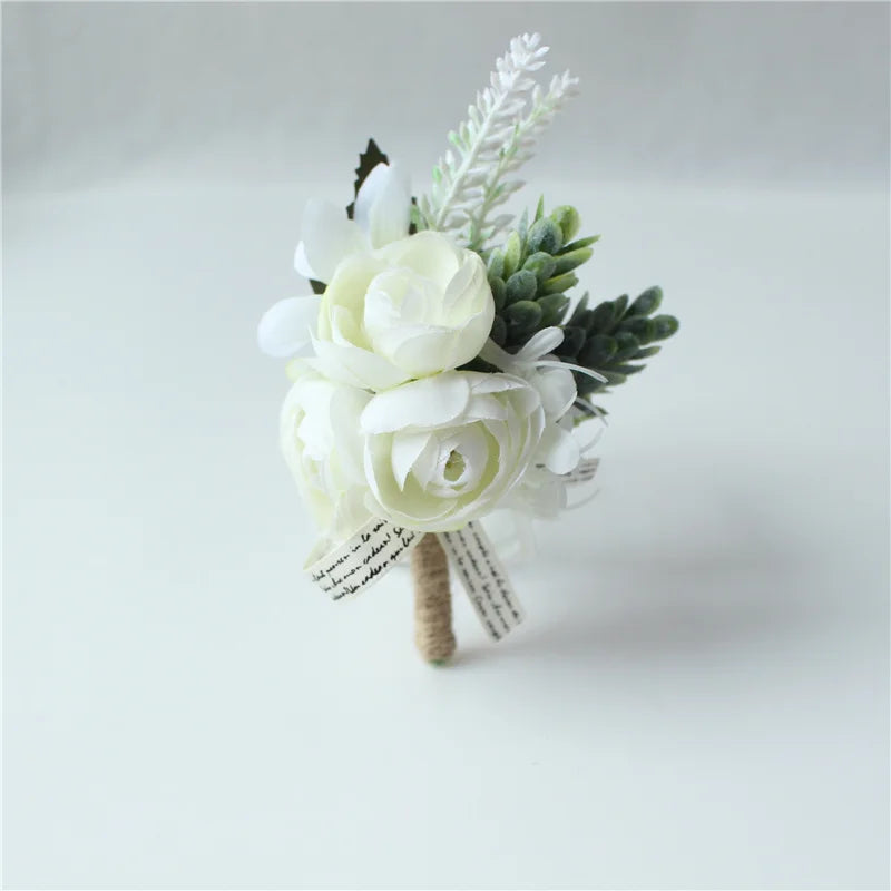 Beige Rose Wedding Boutonniere