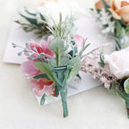 Beige & White Silk Rose Boutonniere