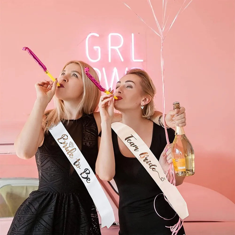 Rose Gold “Team Bride” Satin Sash – Bride To Be Bachelorette Party Accessory