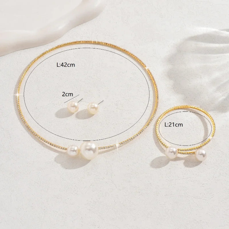 Pearl & Rhinestone Bridal Jewelry Set