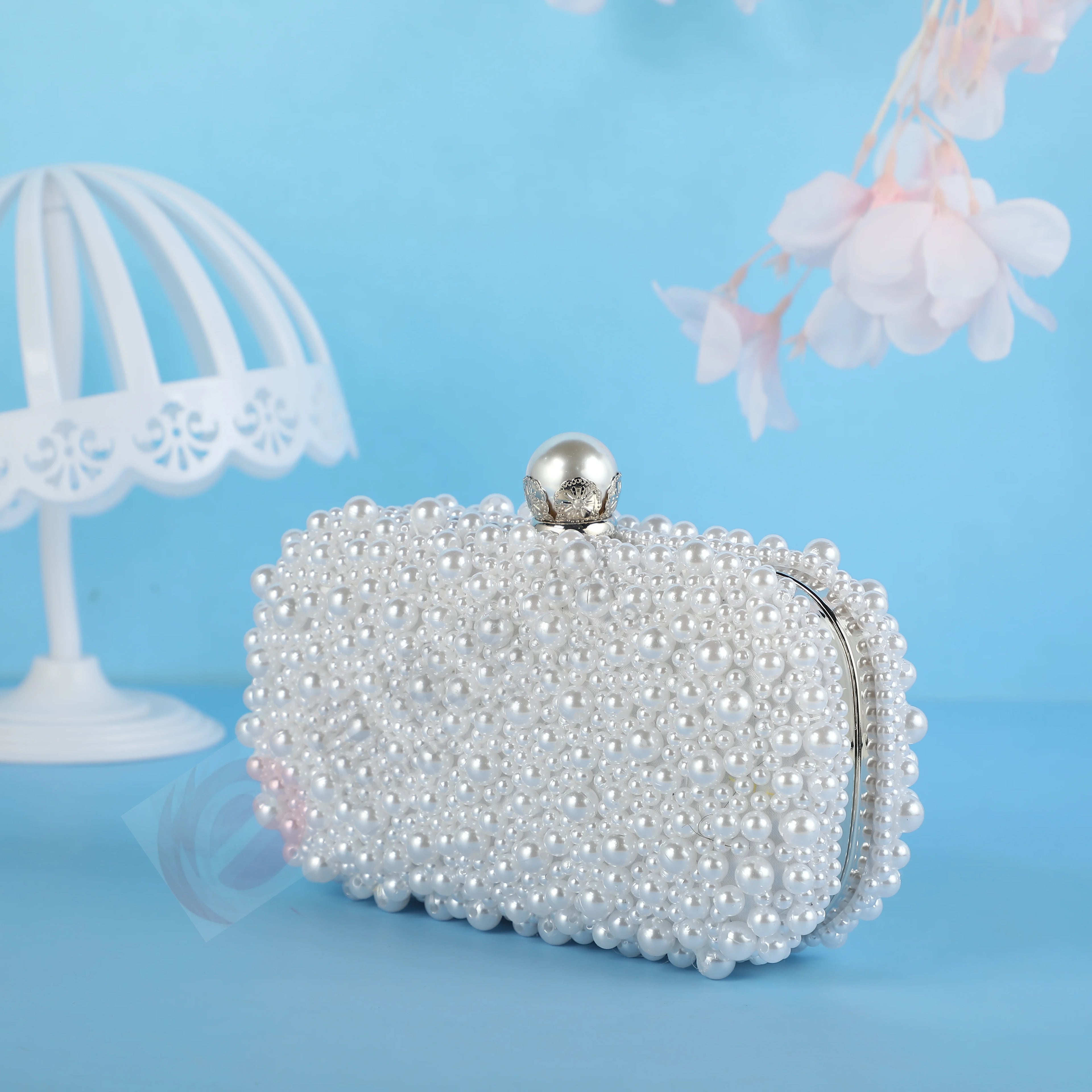 Pearl Beaded Bridal Clutch