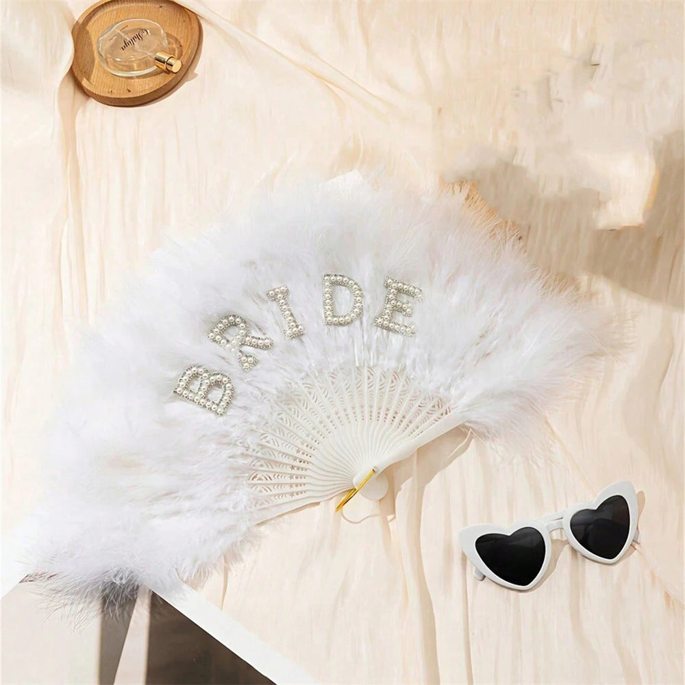 Vintage Feather Folding Fan