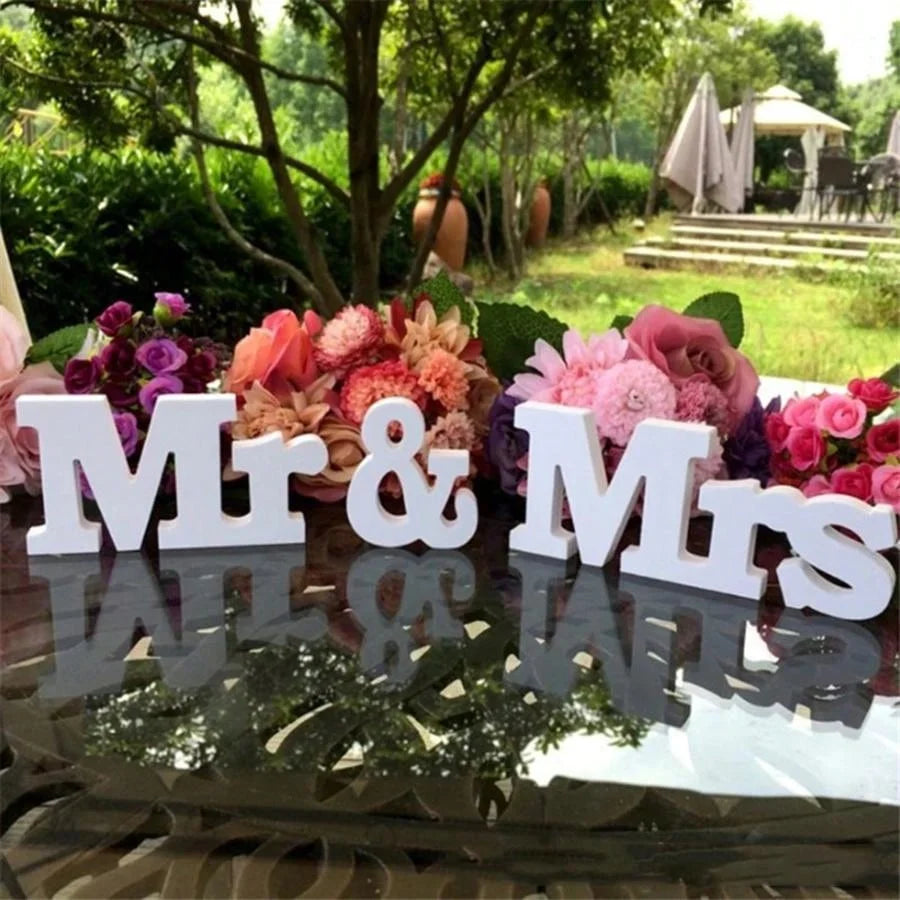 Wooden Mr & Mrs Table Decor