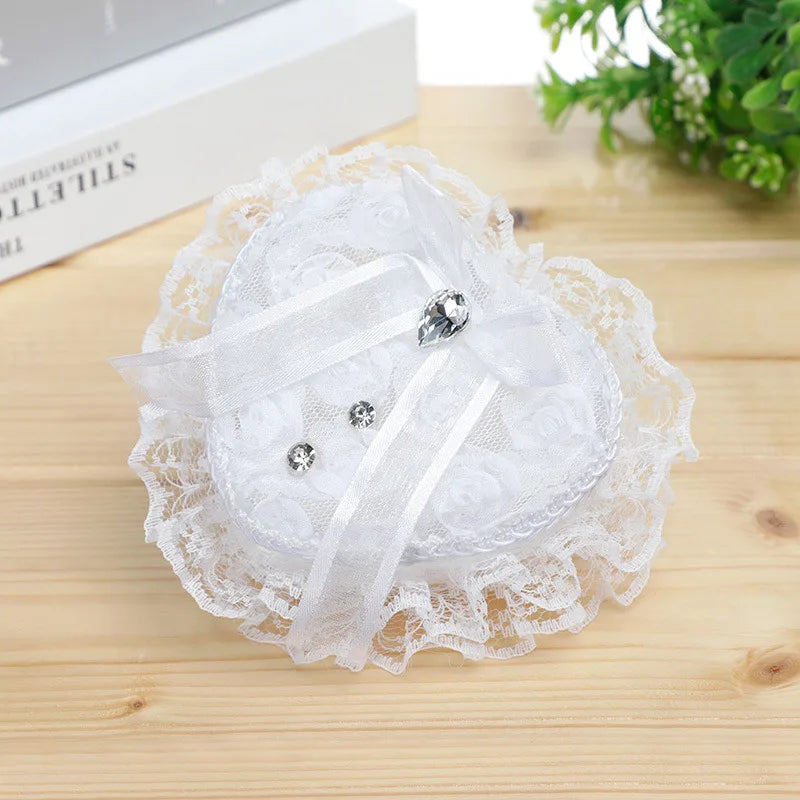 White Lace Pearl Flower Girl Basket