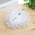 White Lace Pearl Flower Girl Basket