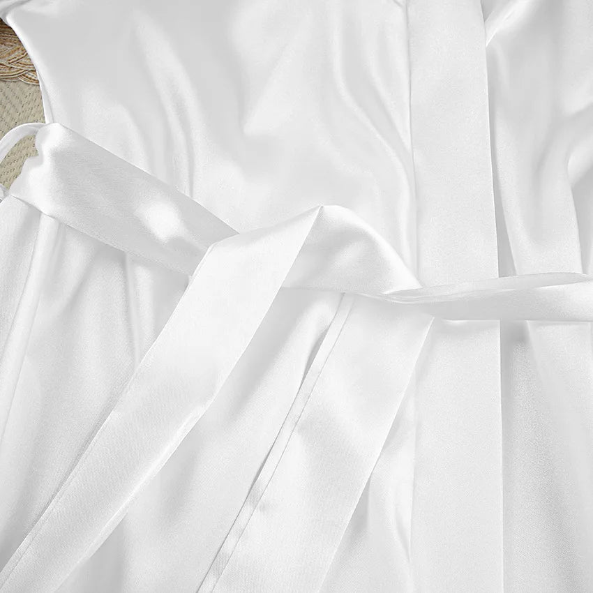 Feather Trim Bridal Kimono Robe