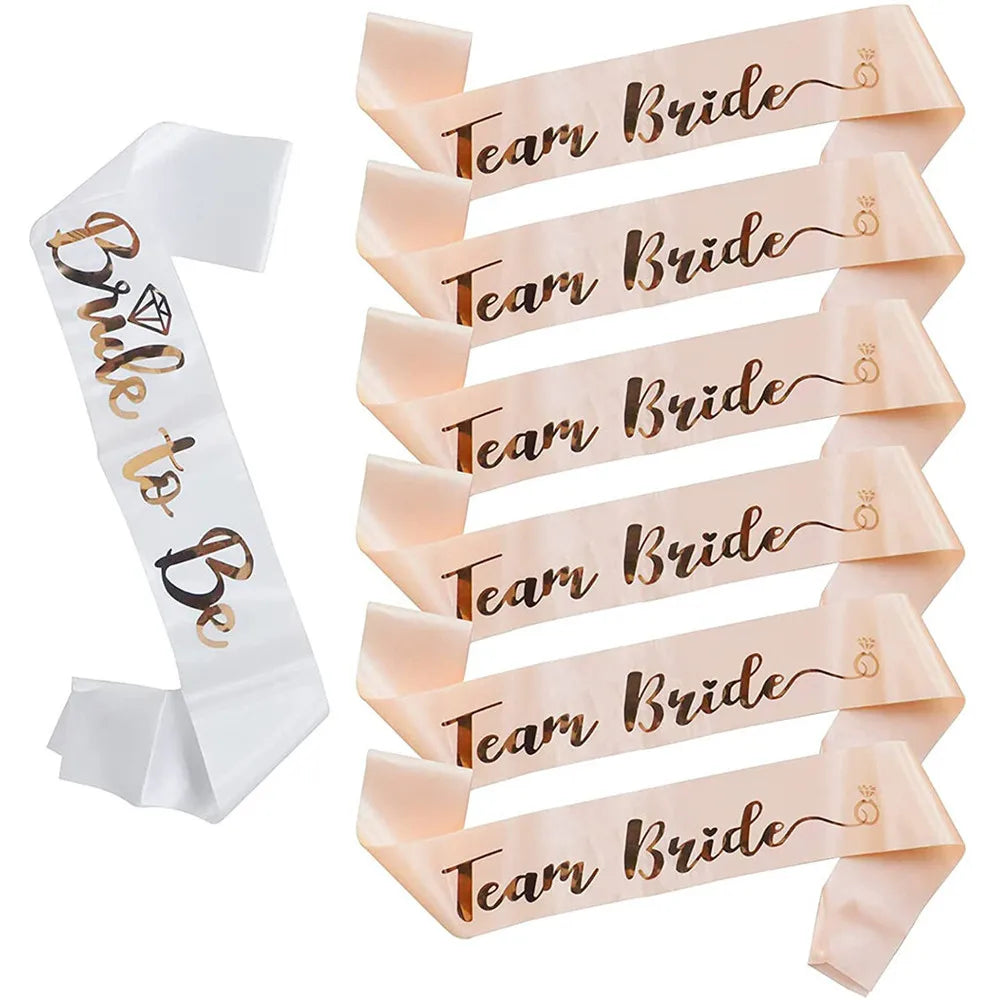 Rose Gold “Team Bride” Satin Sash – Bride To Be Bachelorette Party Accessory
