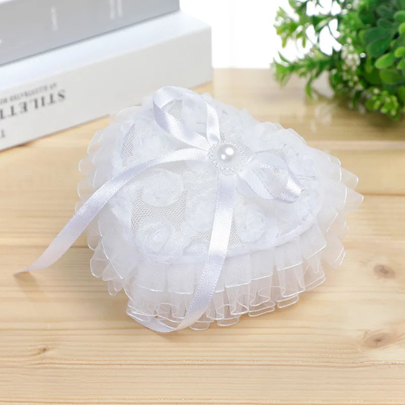 White Lace Pearl Flower Girl Basket