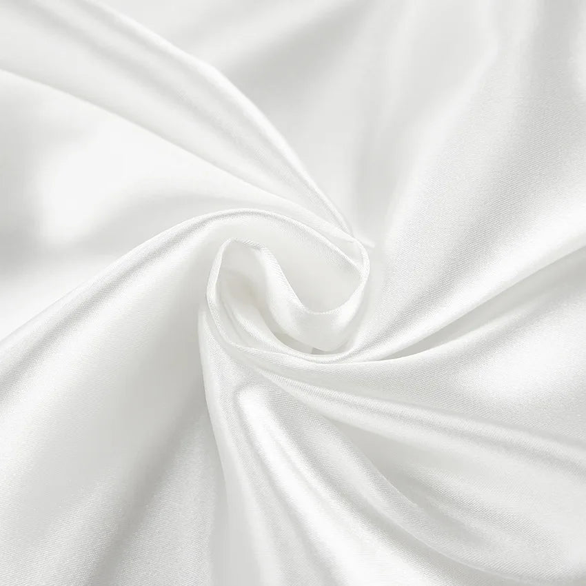 Luxury Satin Sleepwear Set for Women – V-Neck Silk Robe & Slip Nightdress with Feather Trim (2-Piece)