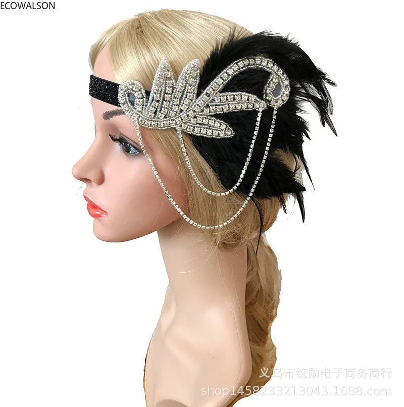 1920s Flapper Feather Headband