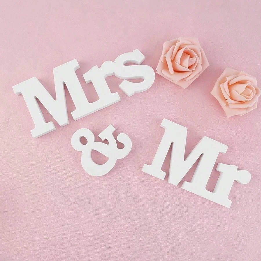 Wooden Mr & Mrs Table Decor