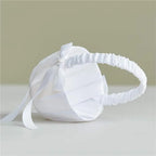 White Lace Pearl Flower Girl Basket