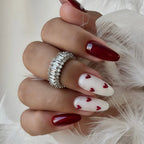 Pink Heart Print Fake Nails