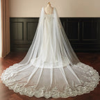 White Ivory Black Bridal Veil Cape