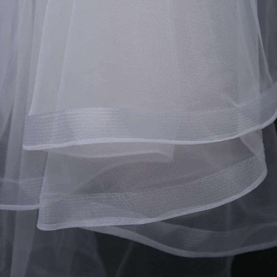 White Ribbon Edge Bridal Veil