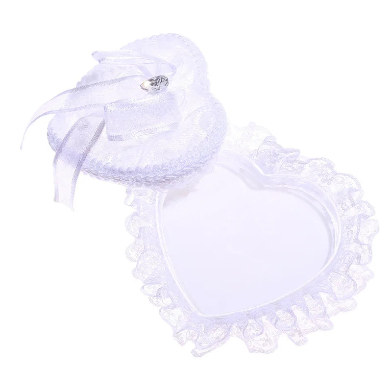 White Lace Pearl Flower Girl Basket