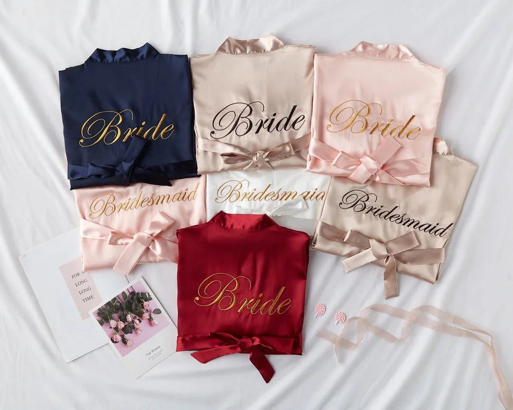 Bridal Satin Kimono Robe